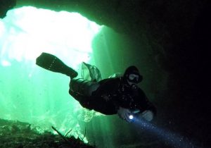 Man caving diving